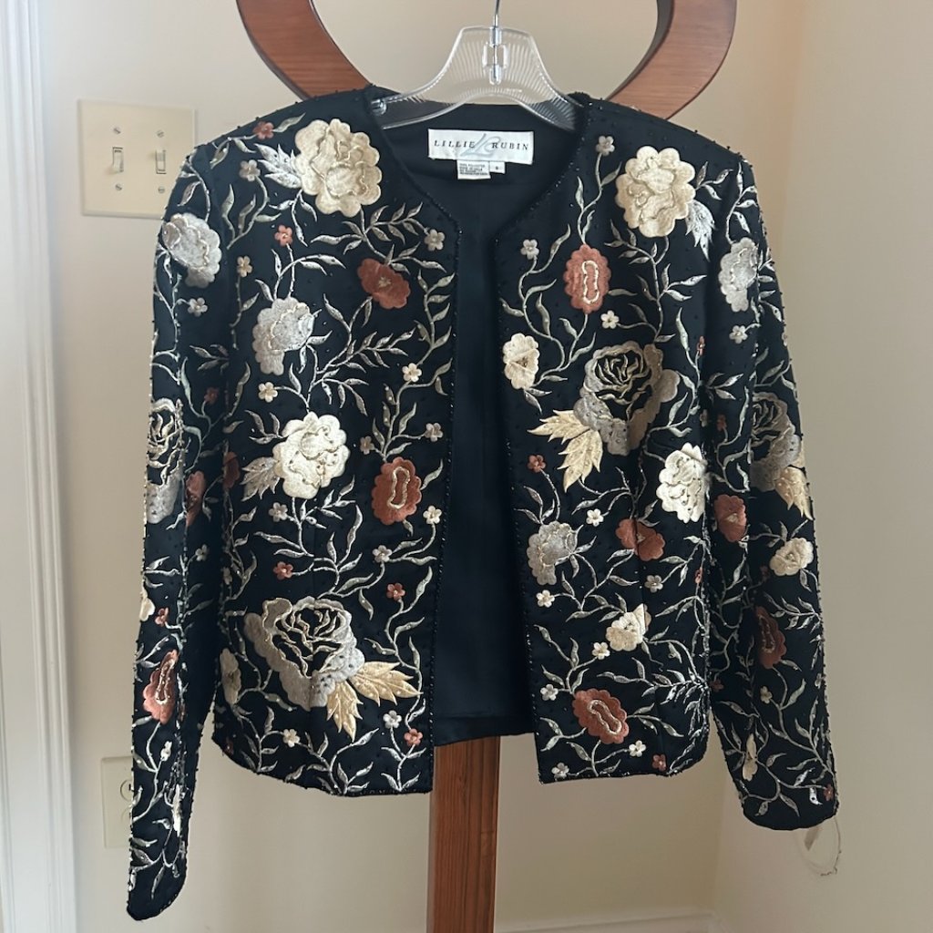 Lille Rubin Jacket Black With Floral Size 8